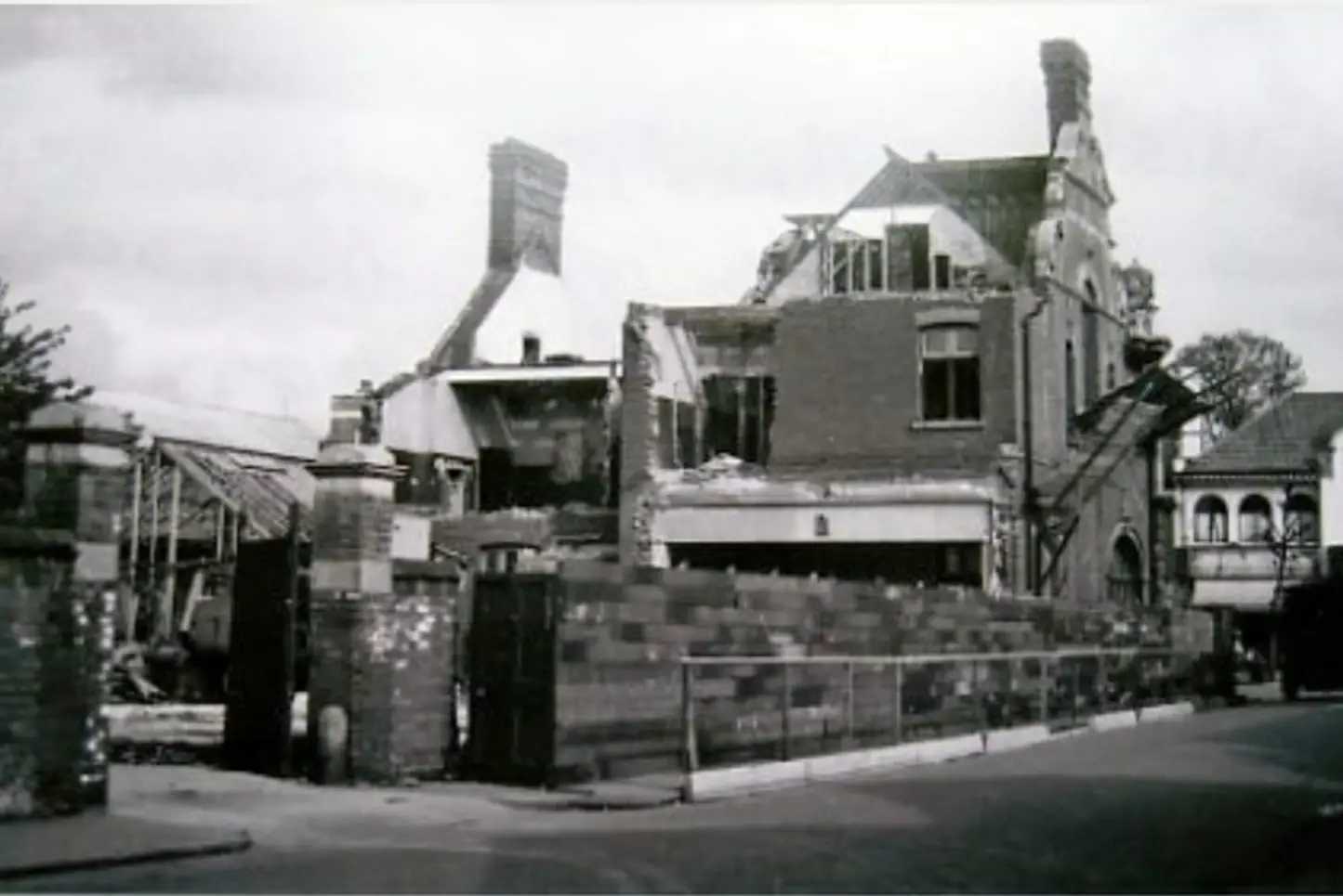The building being demolished, taken from St Thomas' Road