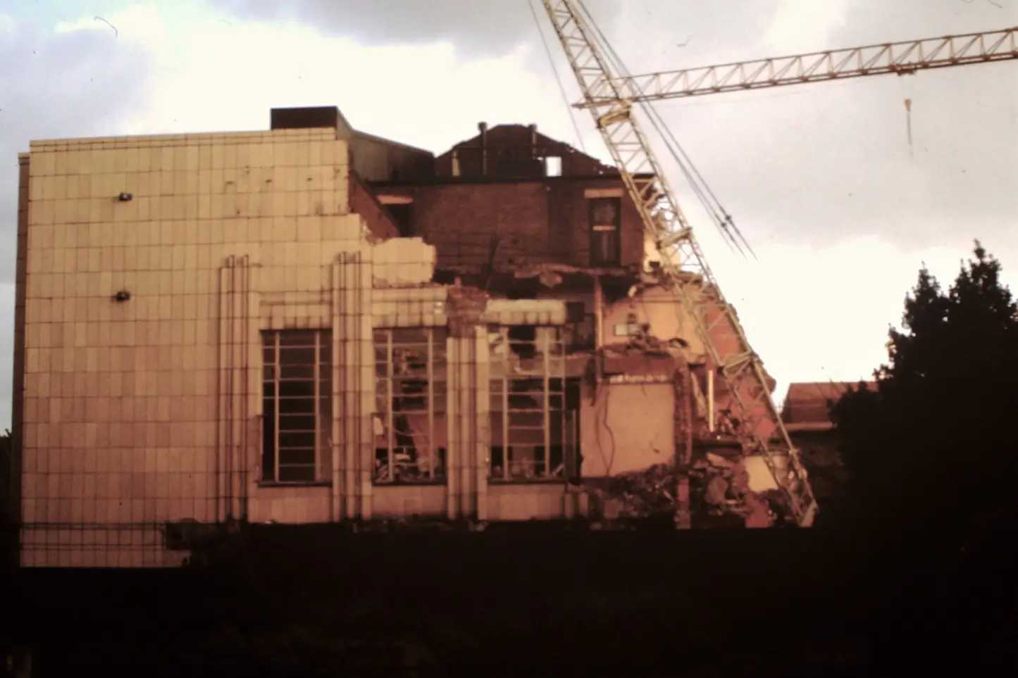 The front of the Odeon during demolition.