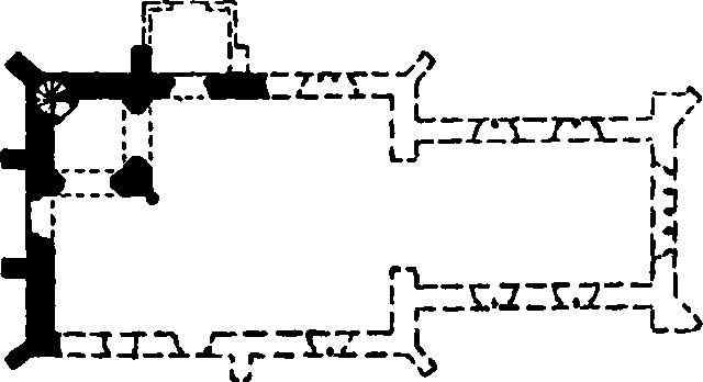 Floor plan of the chapel showing destroyed and extant areas.