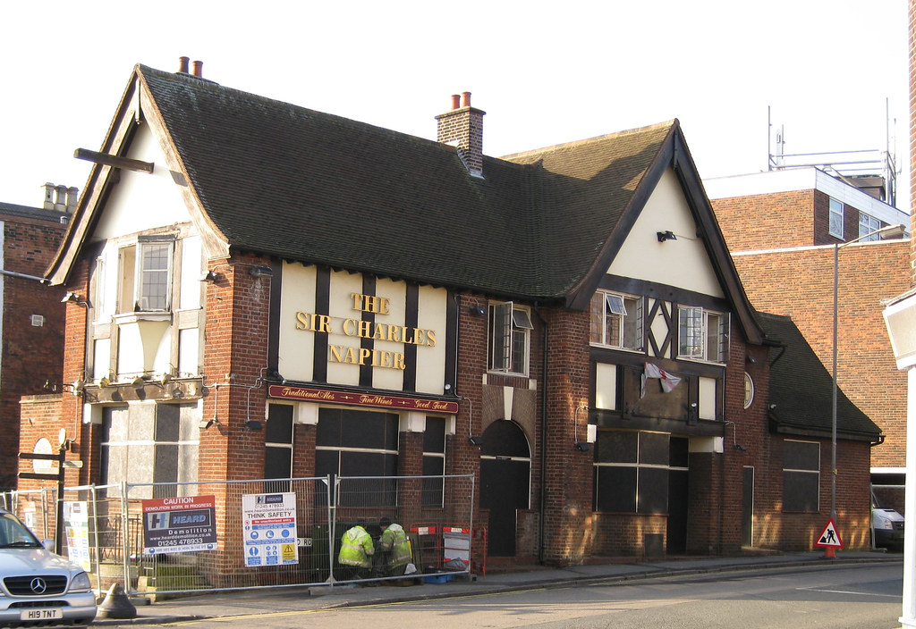 The Sir Charles Napier pub during demolition.
