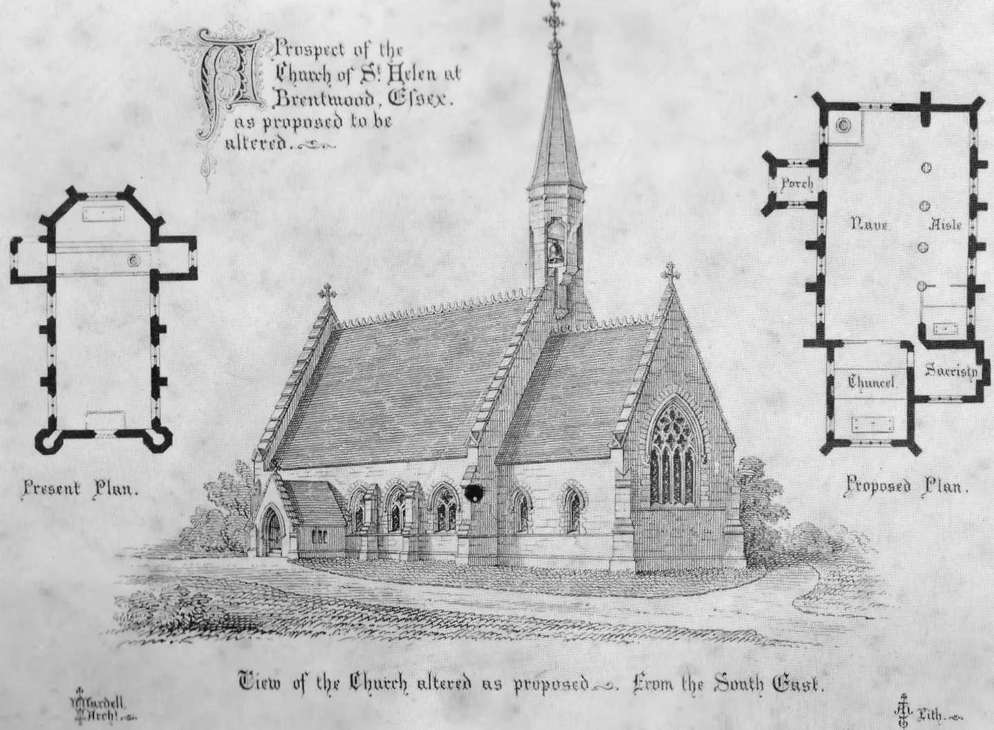 The original plan to extend the church when it became too small for the congregation.