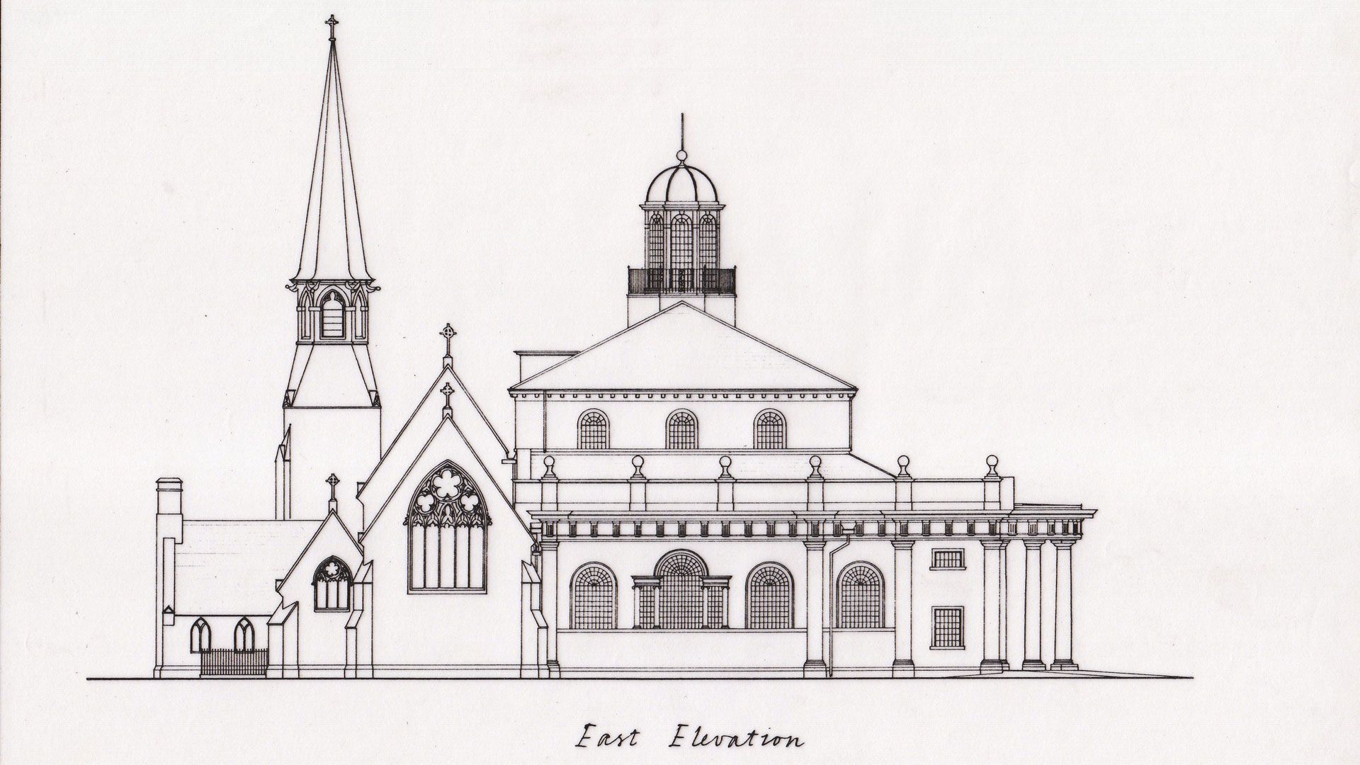 The east elevation of Quinlan's new Cathedral.